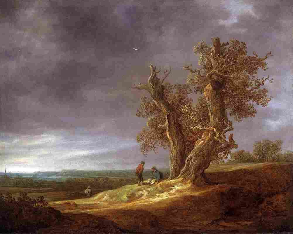 van goyen Landscape with Two Oaks Art A4 Photo Print