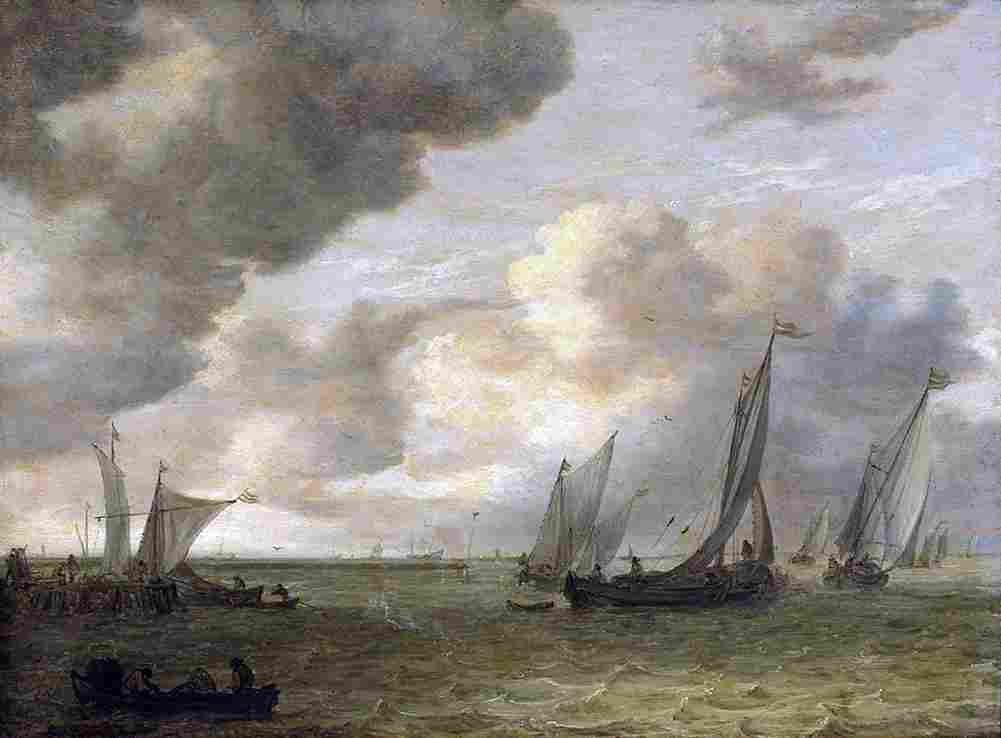 van goyen Sailing Boats on an Estuary Art A4 Photo Print