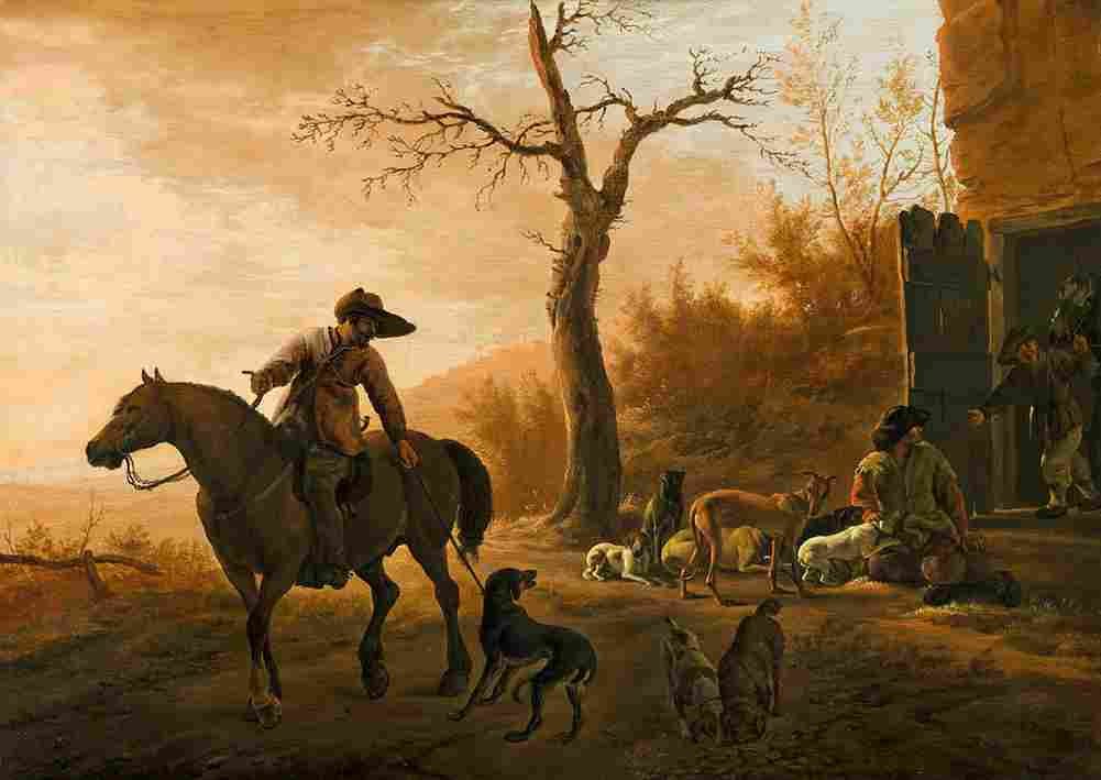 van laer landscape with hunters Art A4 Photo Print