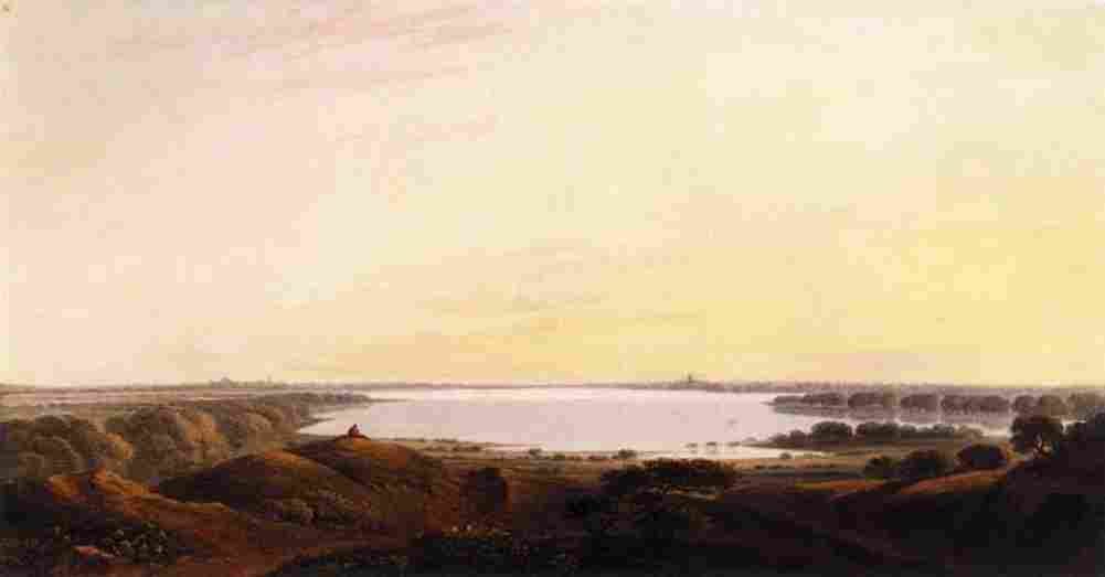 varley john an extensive river landscape on the thames Art A4 Photo Print