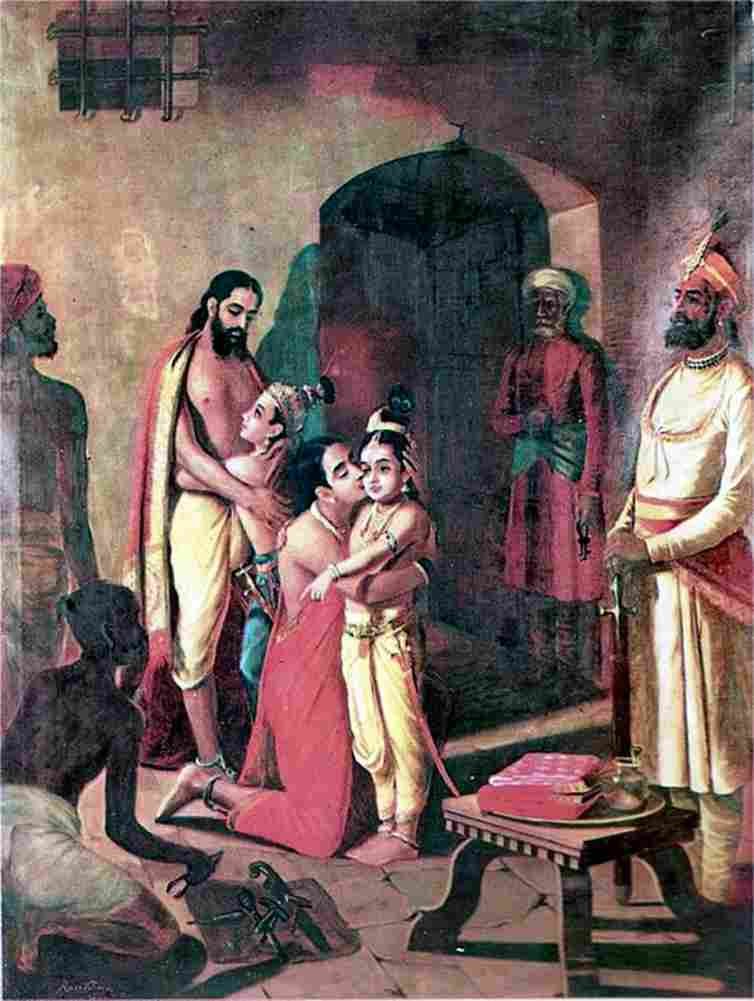 varm Sri Krishna Liberating His Parents Art A4 Photo Print