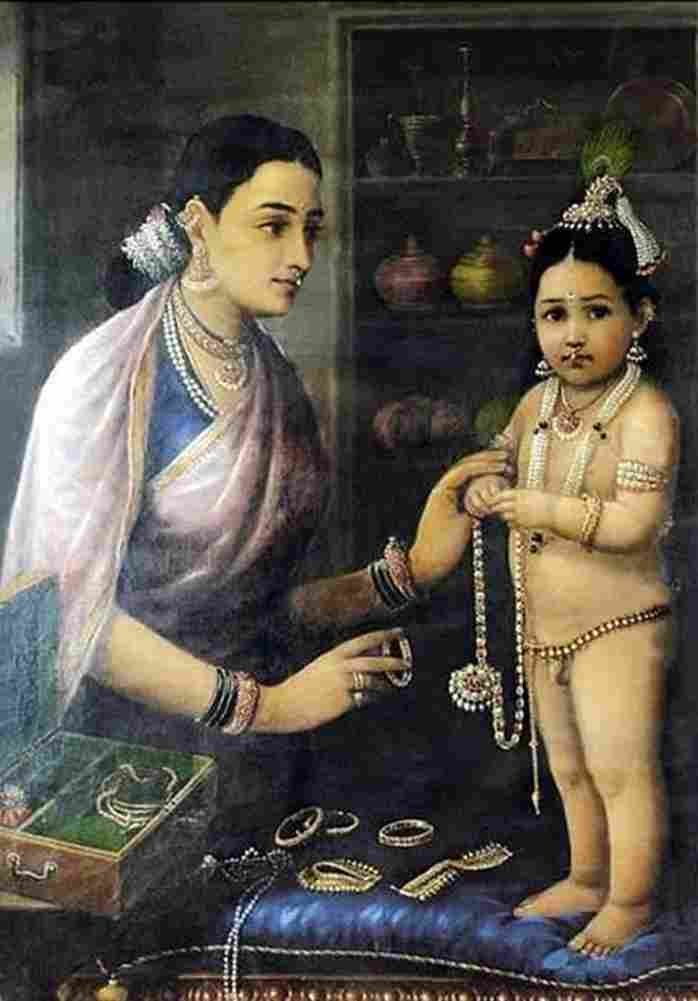 varm Yasoda Adorning Krishna Art A4 Photo Print