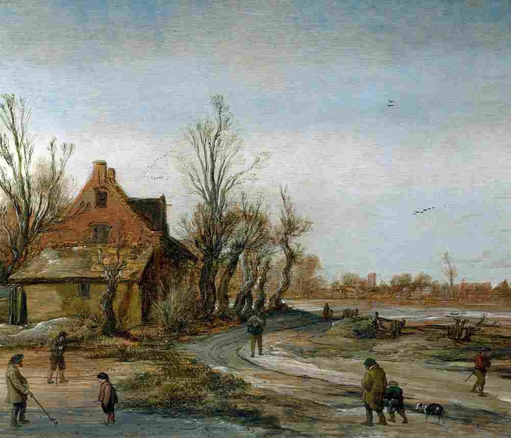 velde esaias winter landscape Art A4 Photo Print