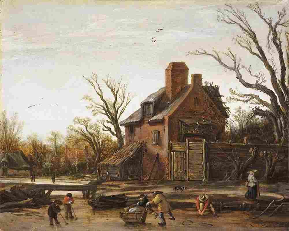 velde esaias winter landscape with farm Art A4 Photo Print