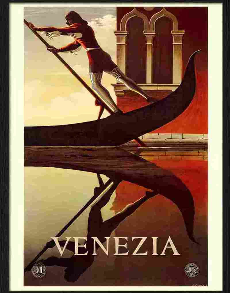 venezia venice italian travel poster Advert A4 Photo Print