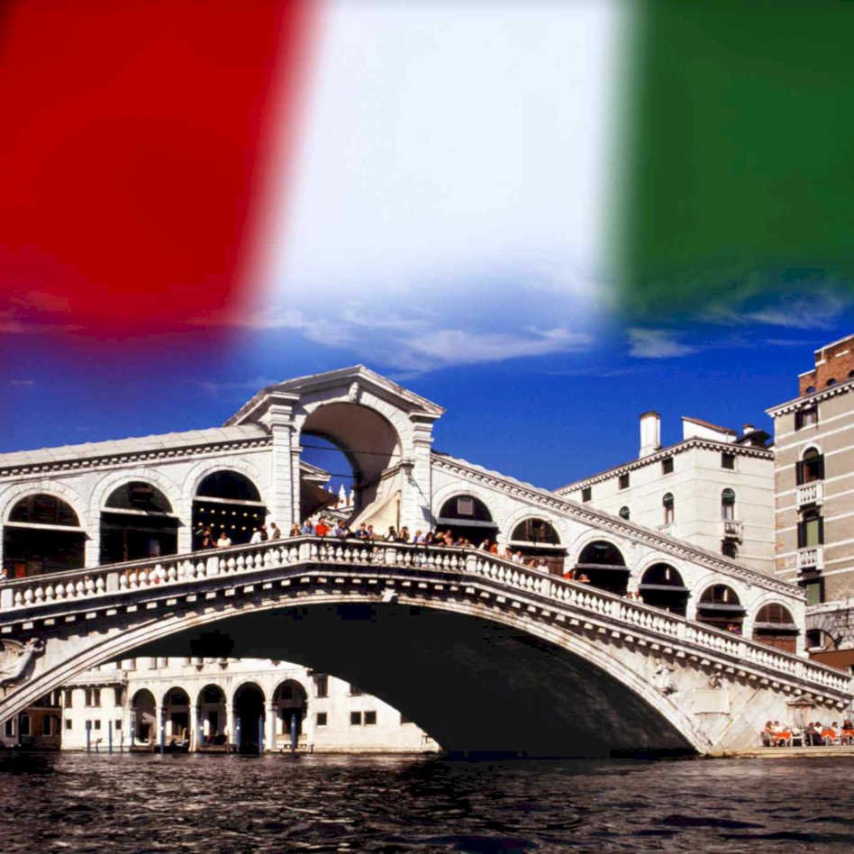 venice rialto bridge Flags1980s A4 Photo Print