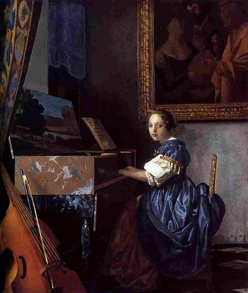 ver lady seated at the virginal Art A4 Photo Print