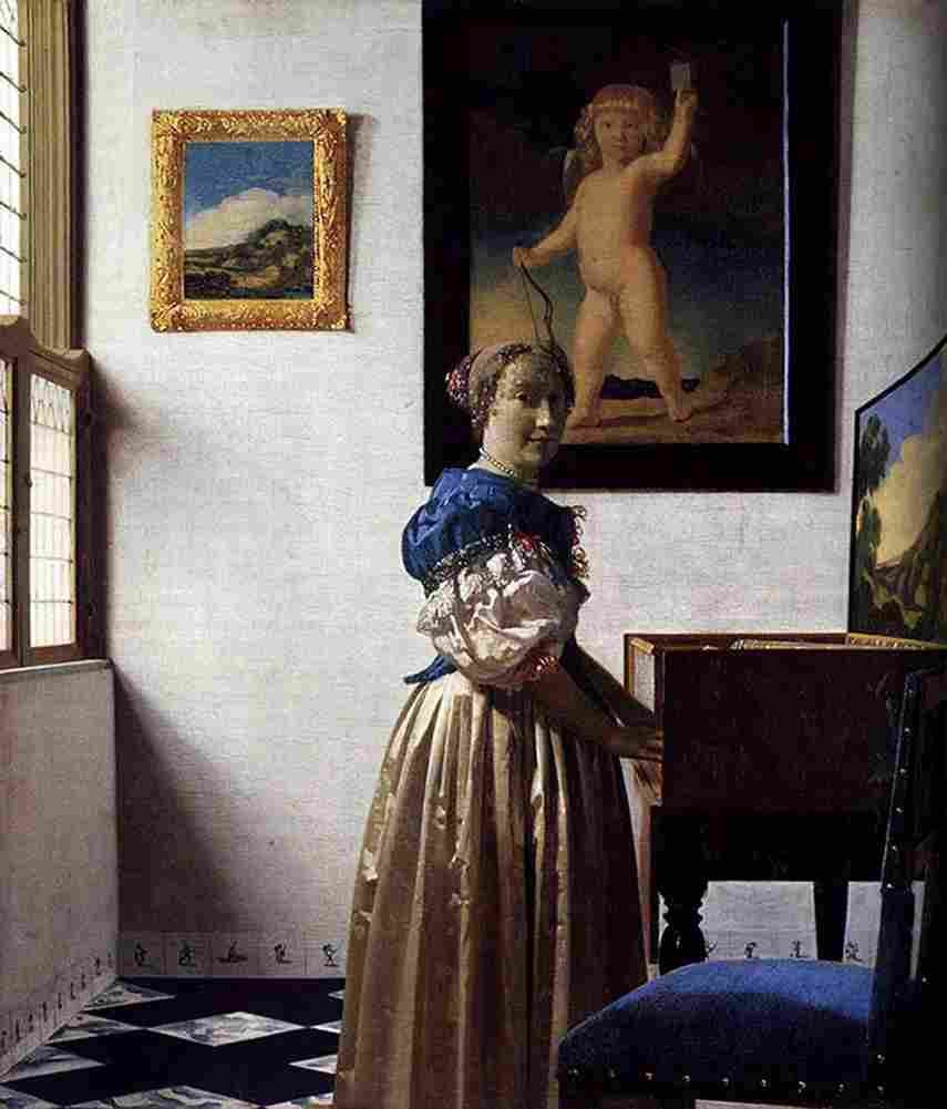 ver lady standing at the virginal Art A4 Photo Print