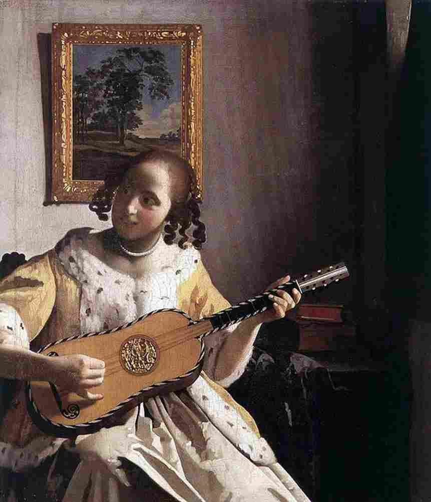 vermeer the guitar player Art A4 Photo Print