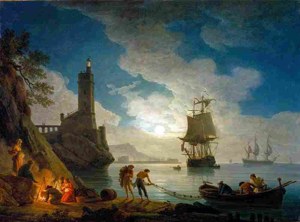 vern Harbour in Moonlight Art A4 Photo Print