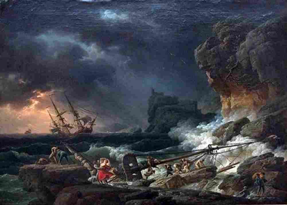 vern Storm of sea with shipwrecks Art A4 Photo Print