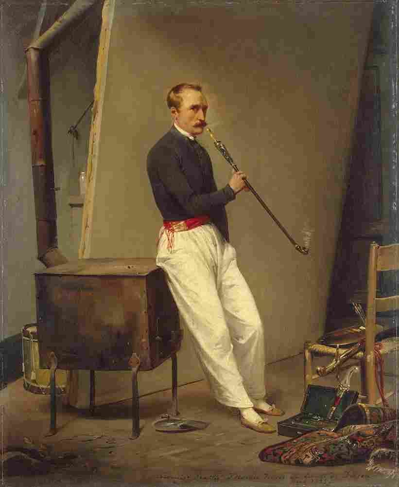 vernet horace self portrait with pipe Art A4 Photo Print