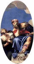 veronese aged oriental with a young woman Art A4 Photo Print