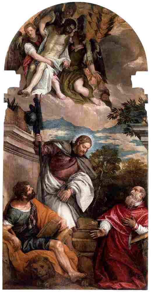 veronese saints mark james and jerome with the dead christ borne by angels Art A4 Photo Print