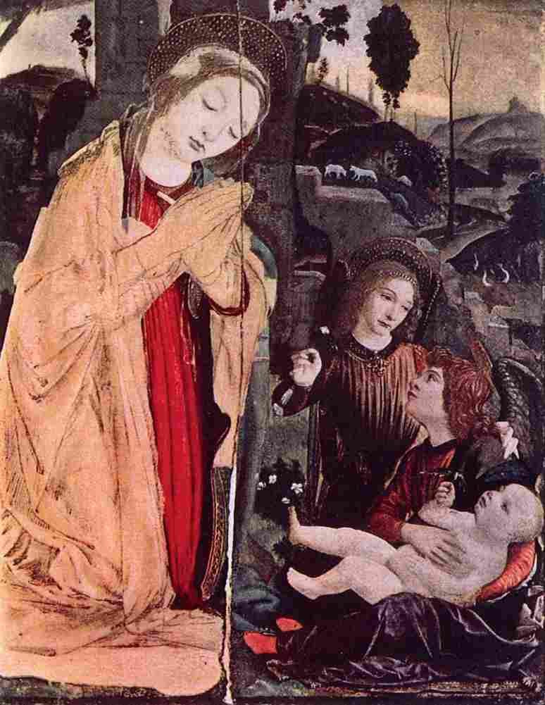 verrocchio the adoration with two angels Art A4 Photo Print