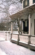 victorian porch snow Vintage A4 Photo Print
