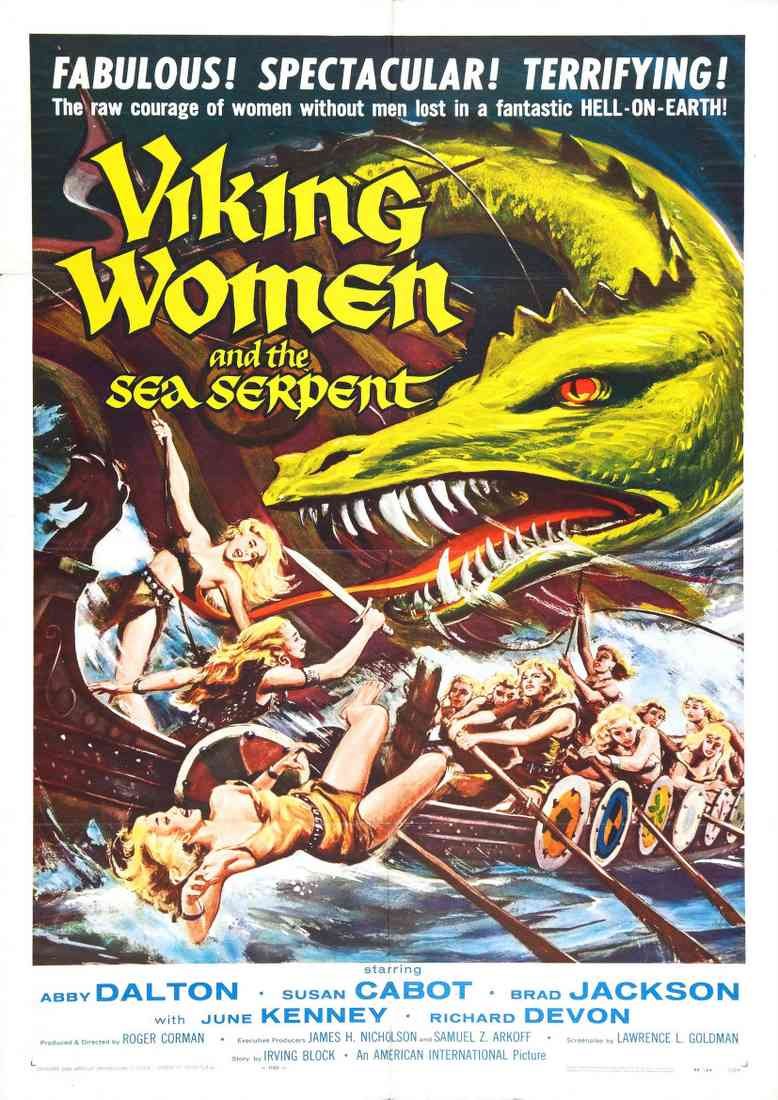 viking women and sea serpent poster 01 A4 Photo Print