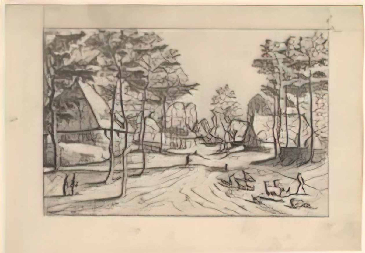 village street cattle sheep and herdsman in the foreground from praed Art A4 Photo Print