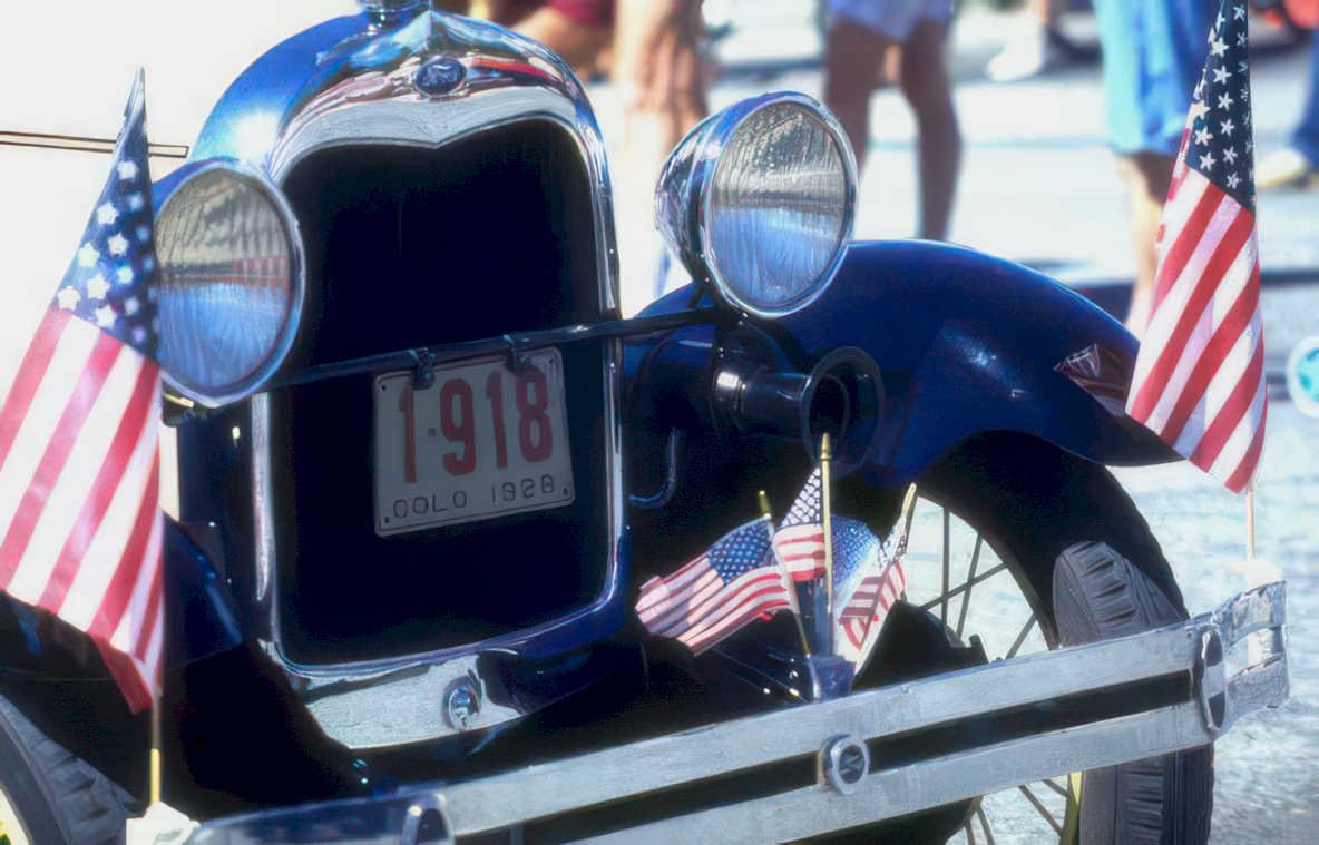 vintage blue auto Vintage A4 Photo Print