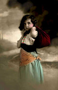 vintage girl basketVintage 20th Century 1900s A4 Photo Print