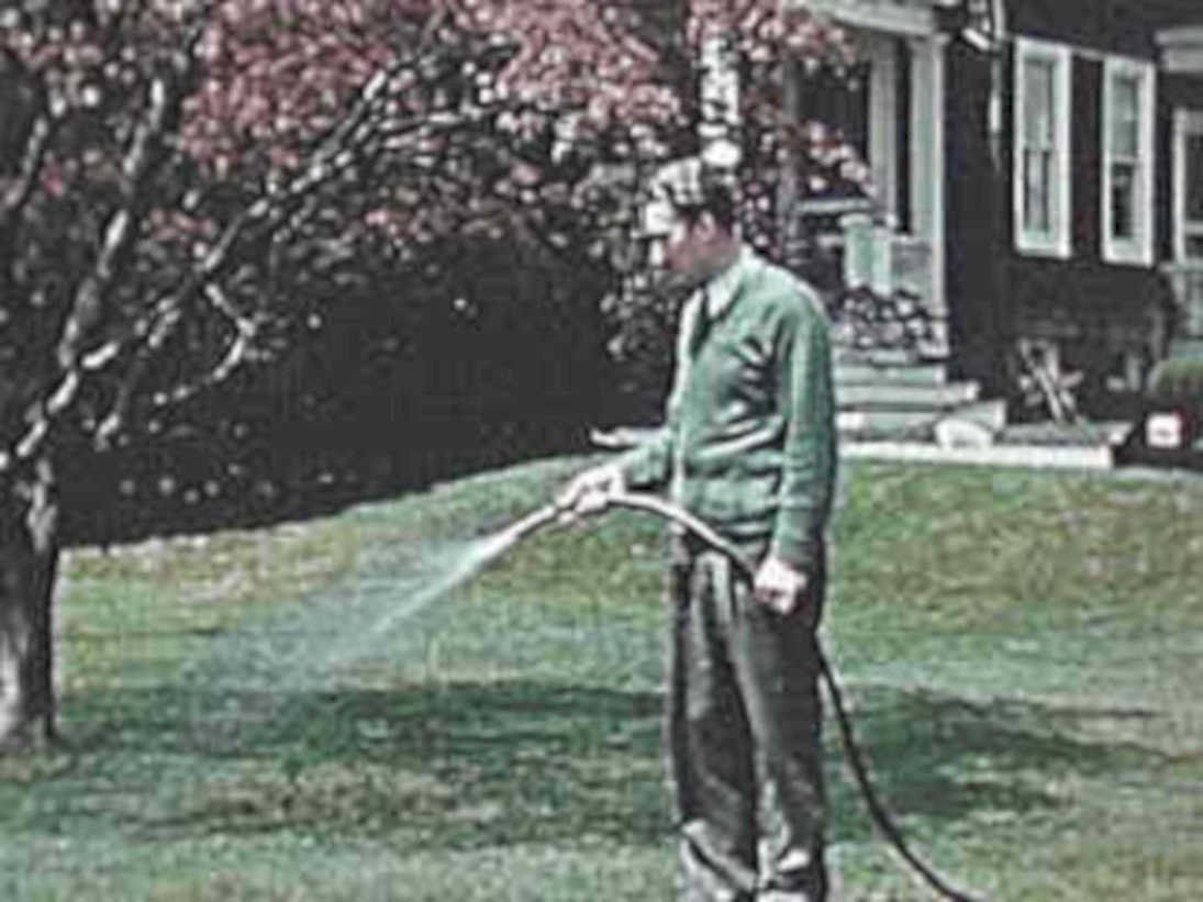 vintage lawn watering1980s 1990s A4 Photo Print