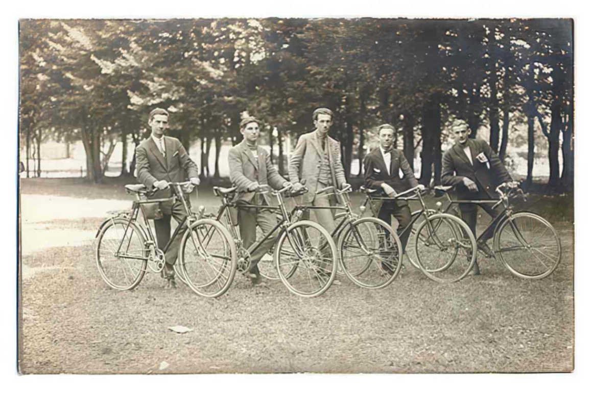 vintage men bicycles Vintage world war A4 Photo Print