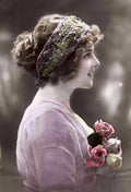vintage woman rosesVintage 20th Century 1900s A4 Photo Print