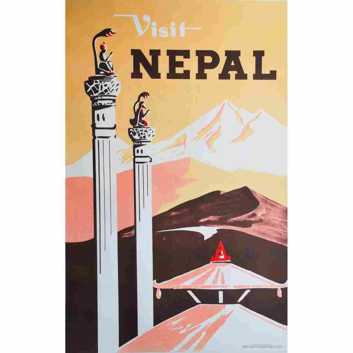 visit nepal vers 1950 2 Advert A4 Photo Print