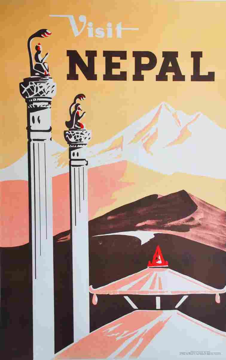 visit nepal vers 1950 4 Advert A4 Photo Print