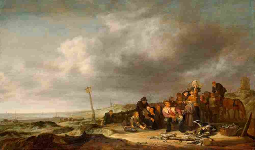 vlieger beach with fishermen.jpeg Art A4 Photo Print
