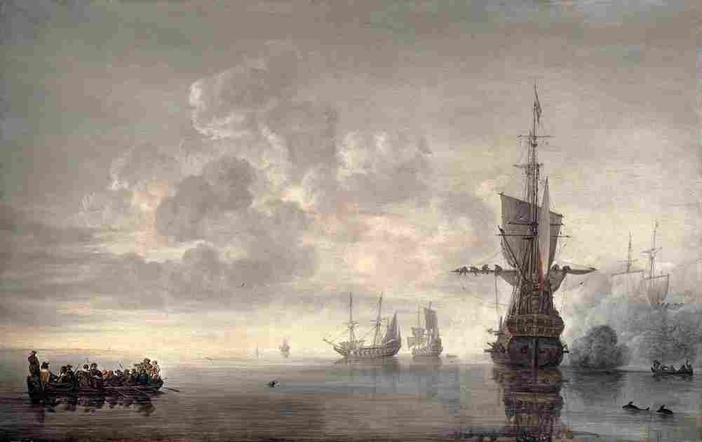 vlieger flagship aemilia fires a salut for admiral maerten harpertsz tromp Art A4 Photo Print