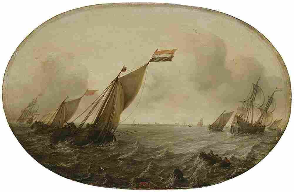 vlieger seascape with sailing ships on stormy sea Art A4 Photo Print