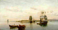 volanakis anchored boats Art A4 Photo Print