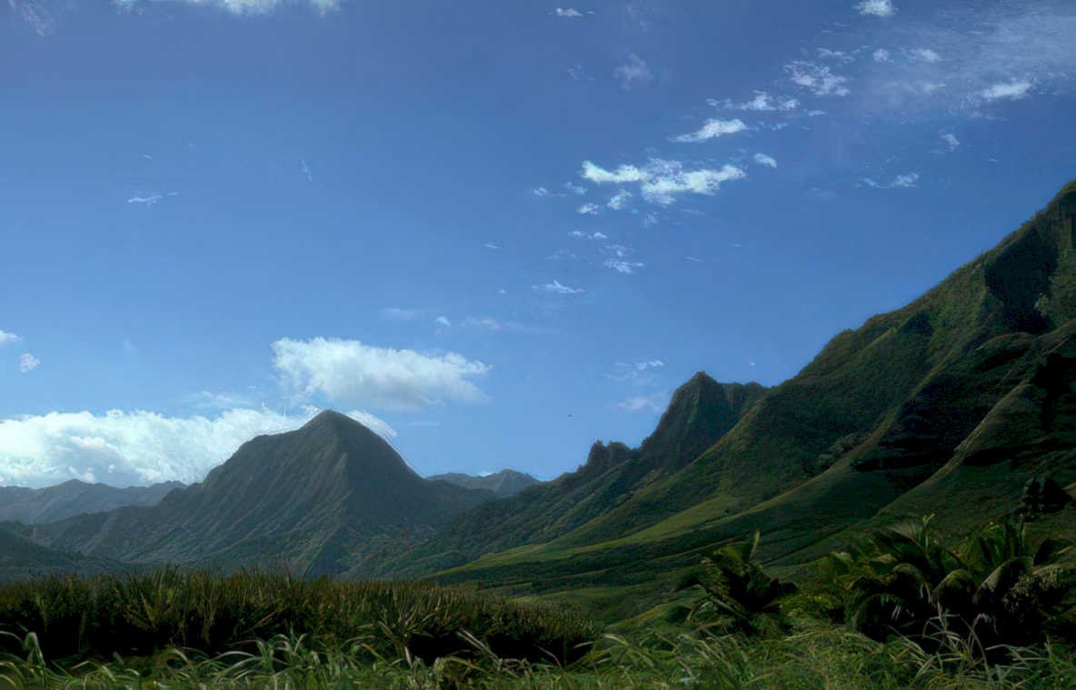 volcanic mountains tahiti Vintage A4 Photo Print