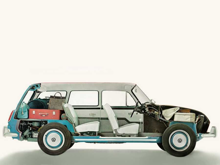 volkswagen 1600 variant 1964 cutaway A4 Photo Print