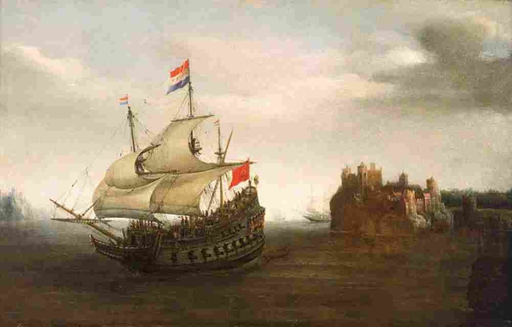 vro A Castle with a Dutch Ship Sailing Nearby Art A4 Photo Print