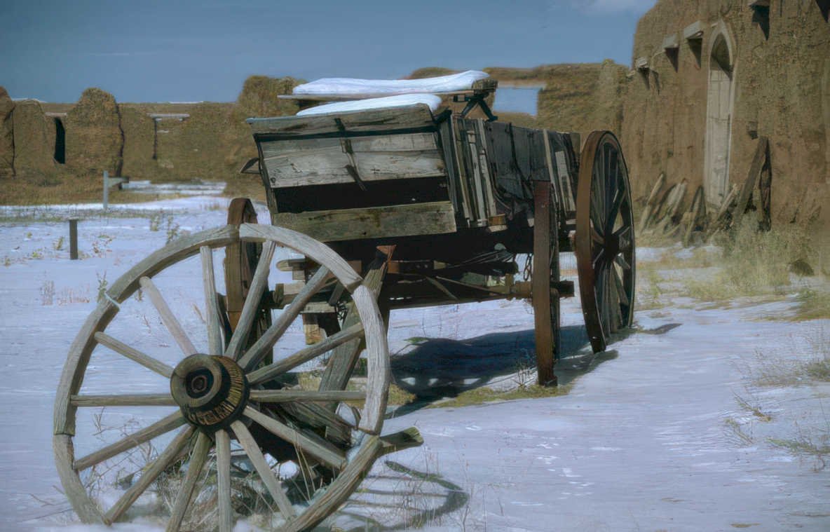 wagon winter newmexico Vintage A4 Photo Print