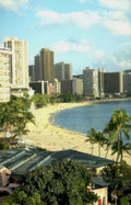 waikiki cityscape beach Vintage A4 Photo Print