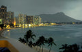 waikiki night hawaii Vintage A4 Photo Print