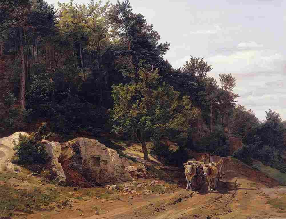 wald Forest Road with Oxcart Art A4 Photo Print