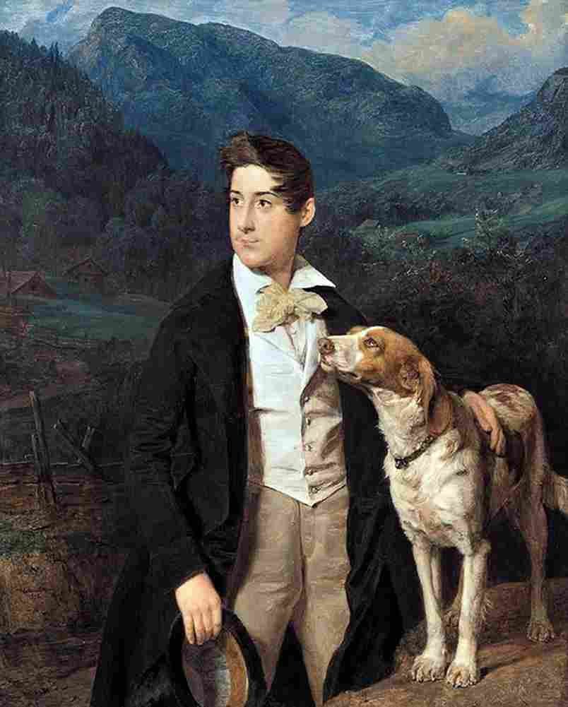 wald Waldmuller s Son Ferdinand with Dog Art A4 Photo Print