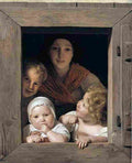 wald Young Peasant Woman with Three Children at the Window Art A4 Photo Print