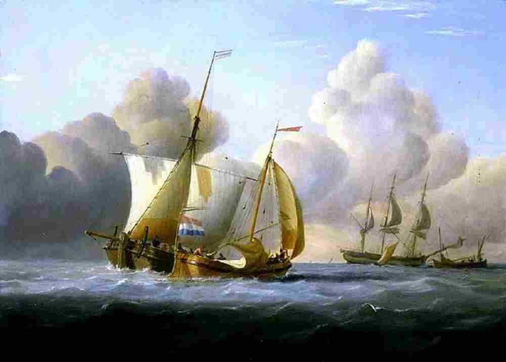 walter Dutch Barge Masters Exchanging News Art A4 Photo Print
