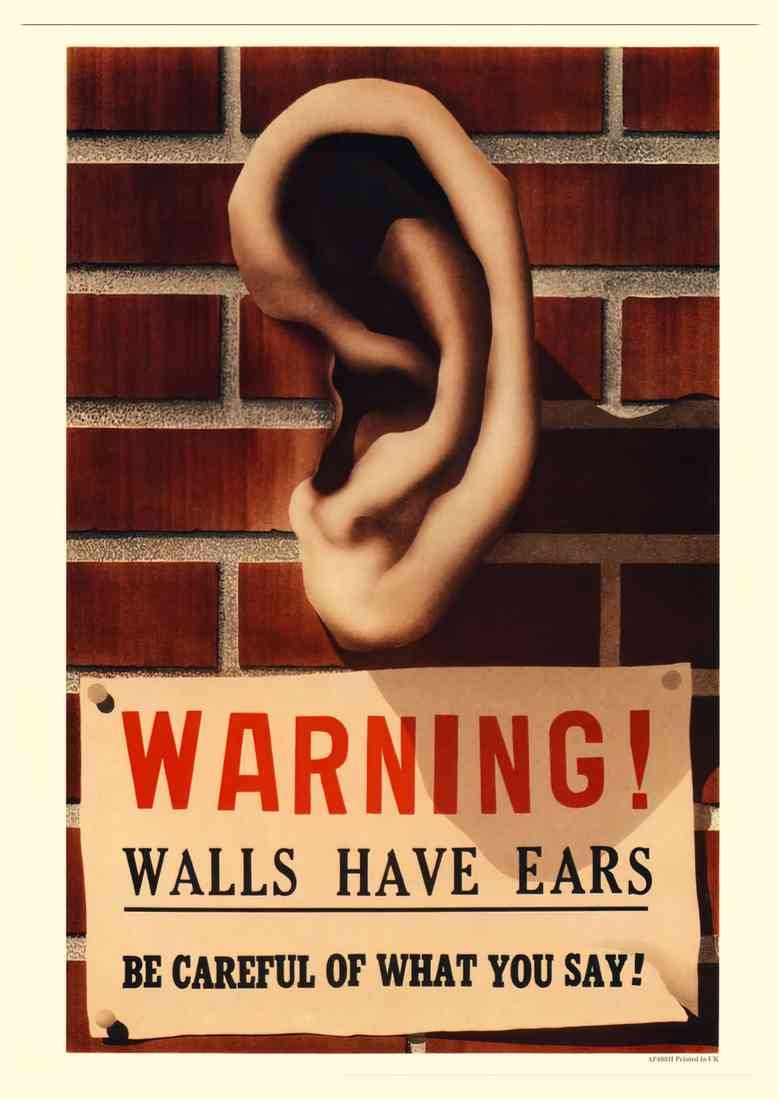 warning walls have ears 2 A4 Photo Print