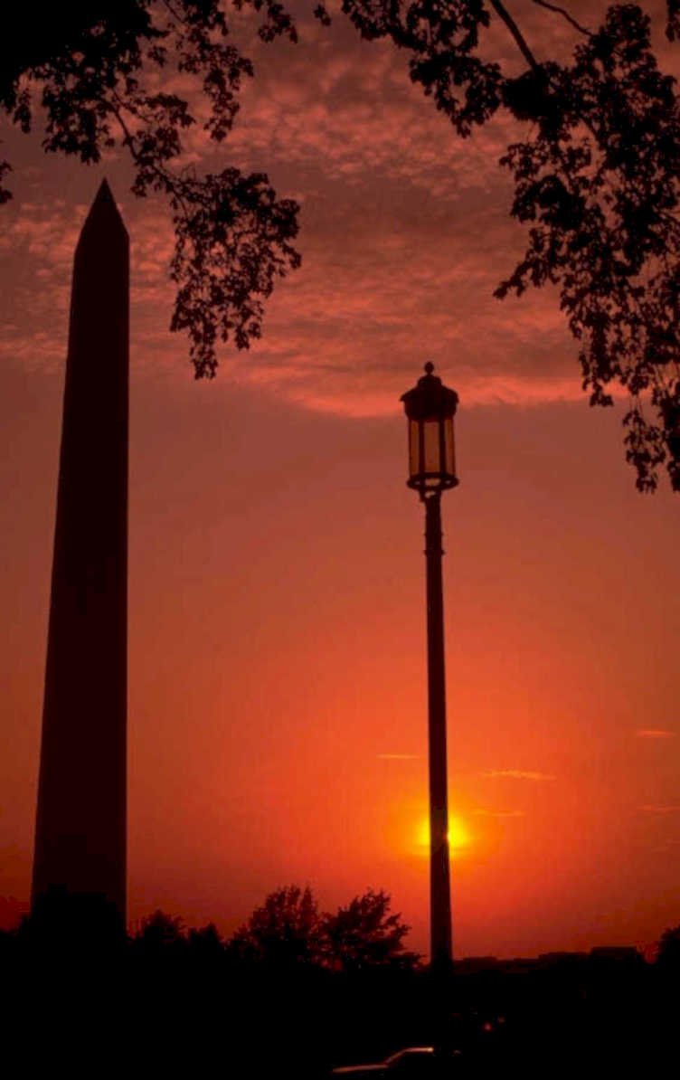 washington sunset monument 1980s 1990s A4 Photo Print