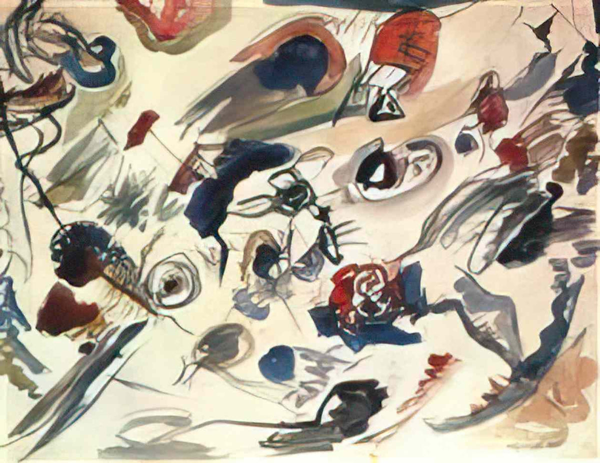 wassily kandinsky first abstract watercolor 1910 Art A4 Photo Print