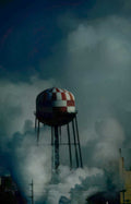 water tower smoke Vintage A4 Photo Print