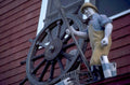 water wheel man 1980s 1990s A4 Photo Print