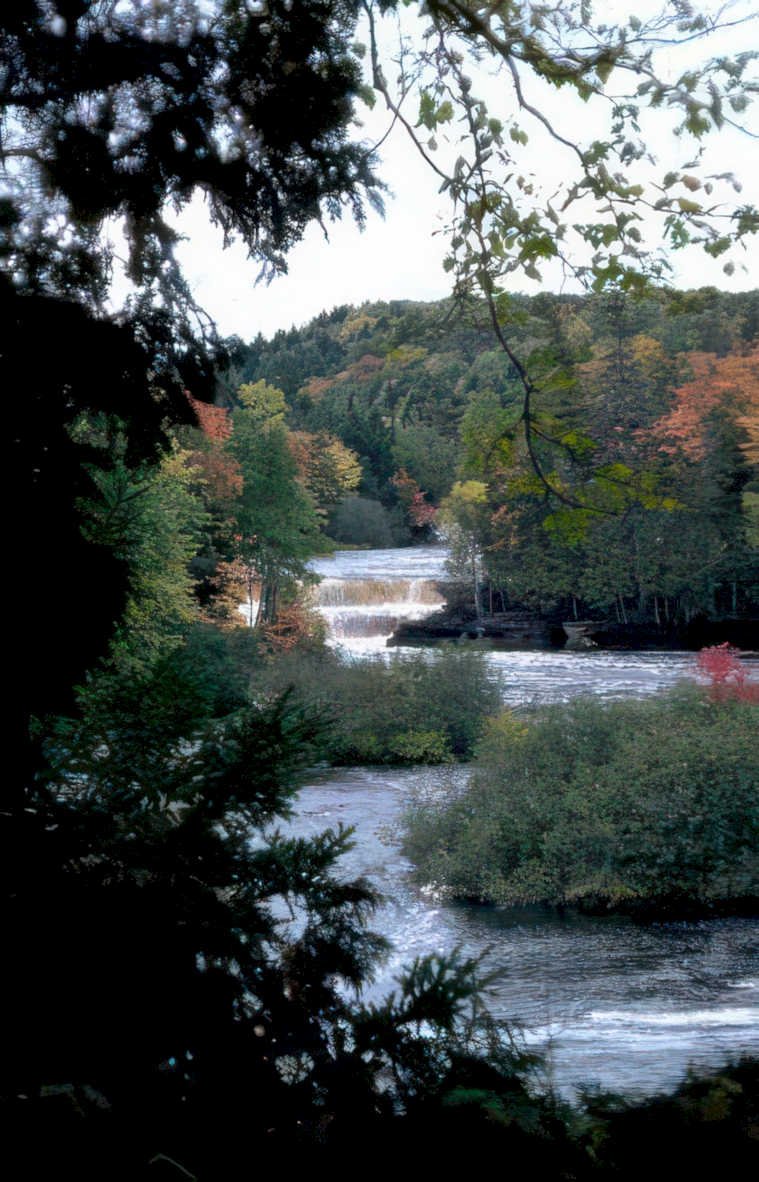 waterfall autumn landscape Vintage A4 Photo Print