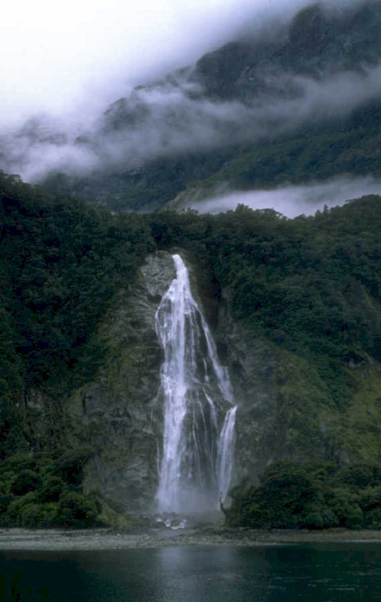 waterfall fiordland landscape 1980s 1990s A4 Photo Print